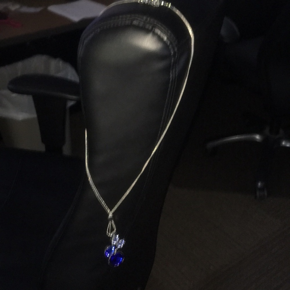 Blue and clear crystal necklace.
